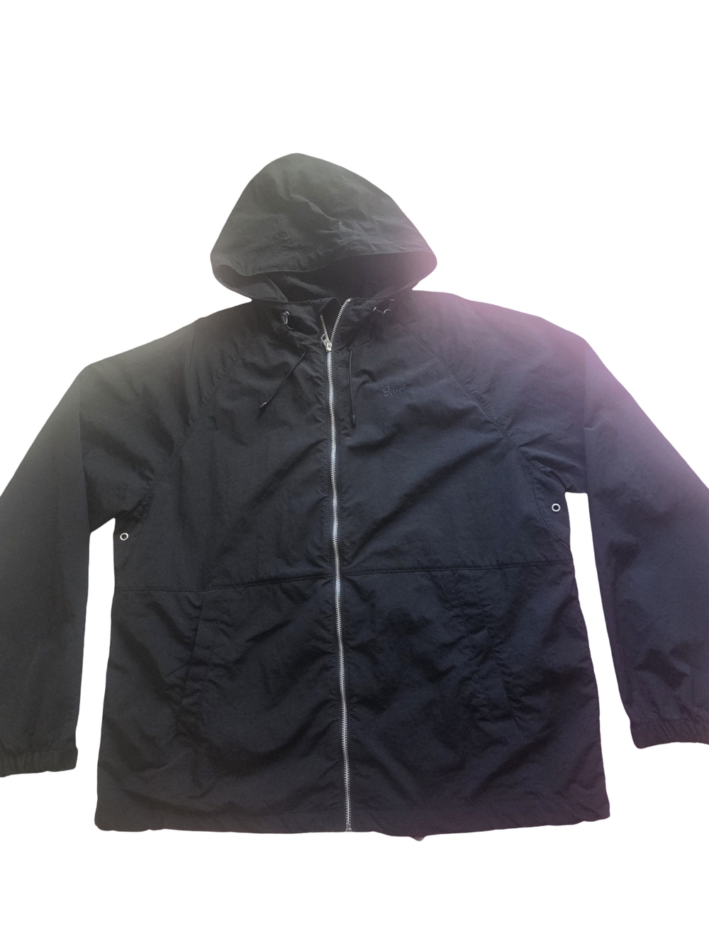 Stwd Men's Black Hooded Windbreaker Jacket - Lightweight Zip Front